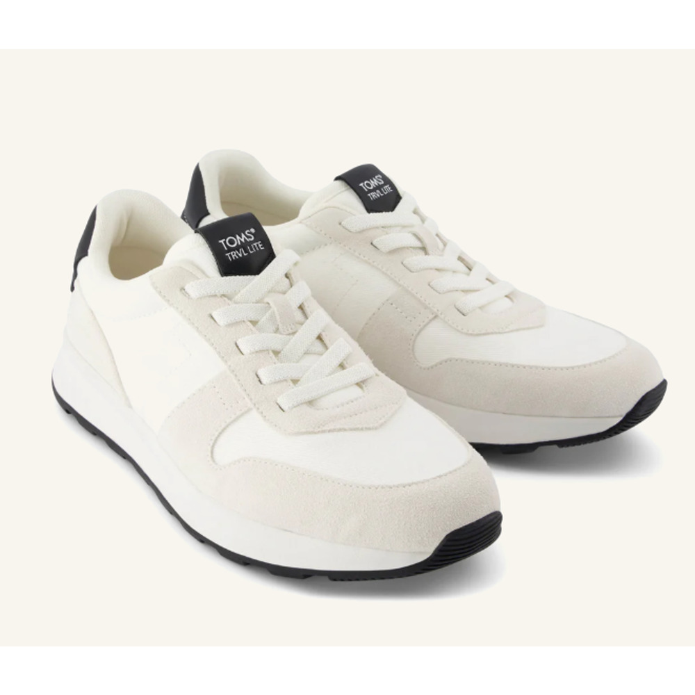 Toms Mens TRVL LITE Retro Runner Sneakers Size 10 White Suede Twill NIB